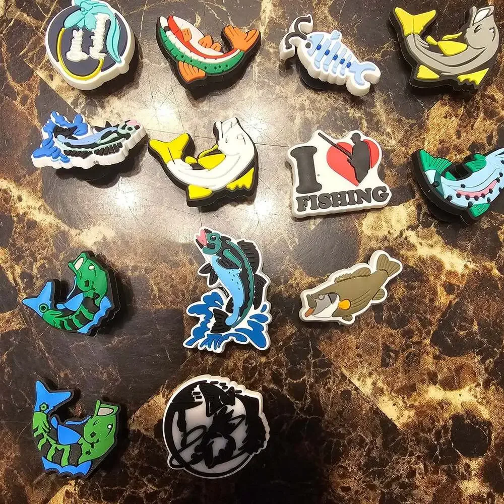 17-Piece Fishing Theme Shoe Charm Lot for Crocs & Clogs